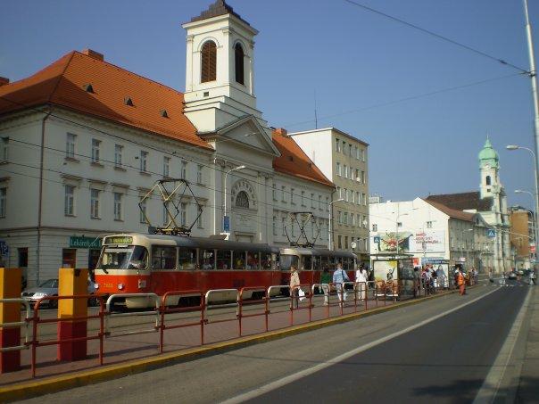 27_villamos.jpg - One of Bratislava's main city centre boulevards, with a neo-classical church on the left.