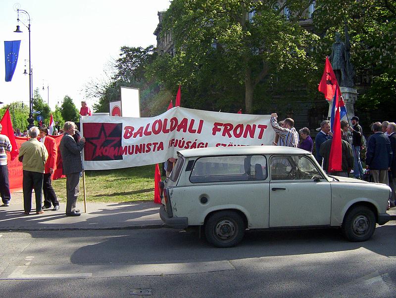 100_1685.jpg - This Trabant fits in very nicely with the communist protest.