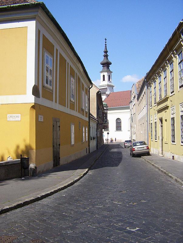 100_1832.jpg - A typical street in the Castle District and a Lutheran church