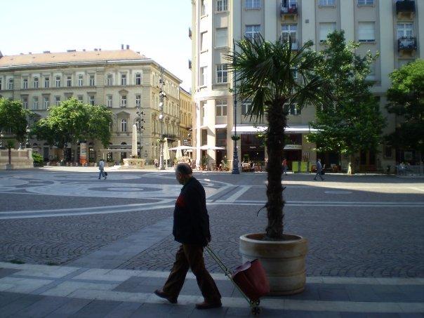 16_szt_istvan.jpg - An elderly man walking across Szent István Tér, in Budapest's city centre