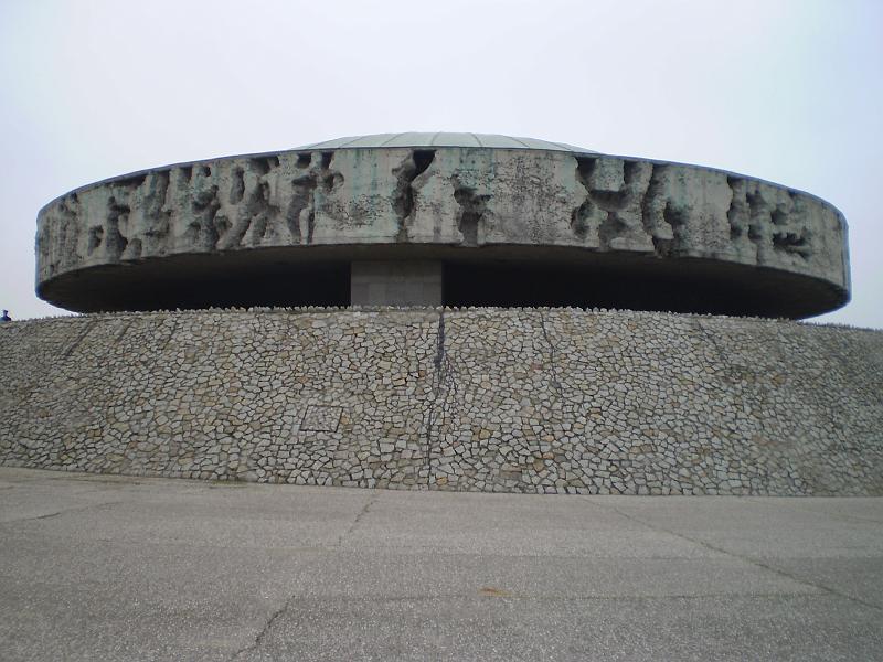299.JPG - Majdanek memorial. This truly moving monument contains the ashes of those killed at Majdanek.