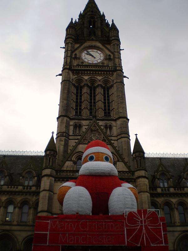 021.JPG - Manchester's Town Hall gears up for Christmas with an elf? It's certainly not Santa.