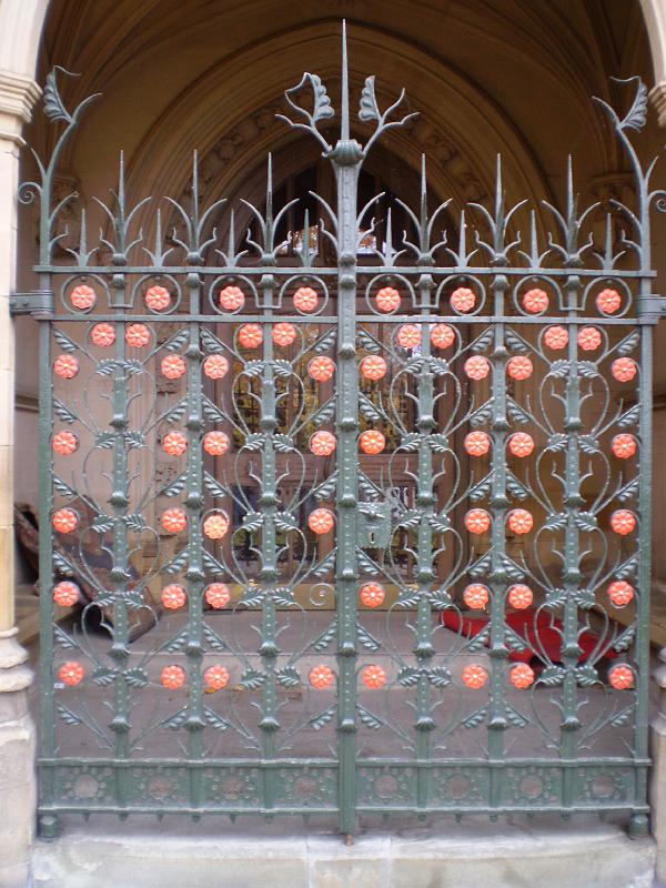 041.JPG - A gate with poppies -- Manchester Cathedral