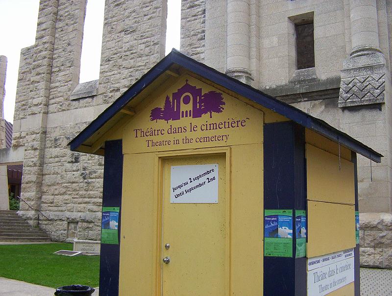 100_2583.jpg - Theatre in the cemetery-- in the Franco-Manitoban town of Saint Boniface. St. Boniface is now a borough in Winnipeg.